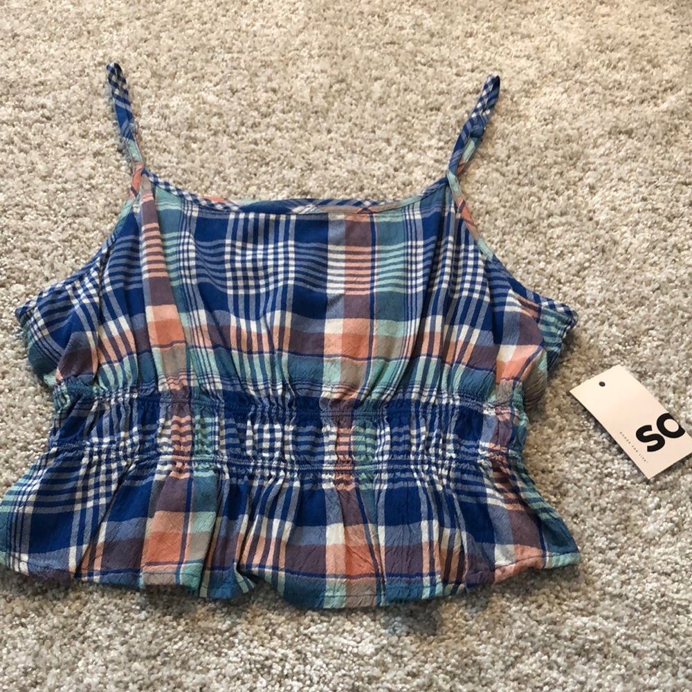 New SO plaid crop cami top size L